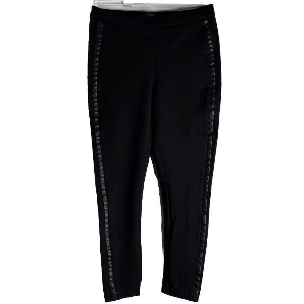 Formal Black Skinny Stretch Pants Sexy Leather-like Stripe Sz S IVANKA TRUMP